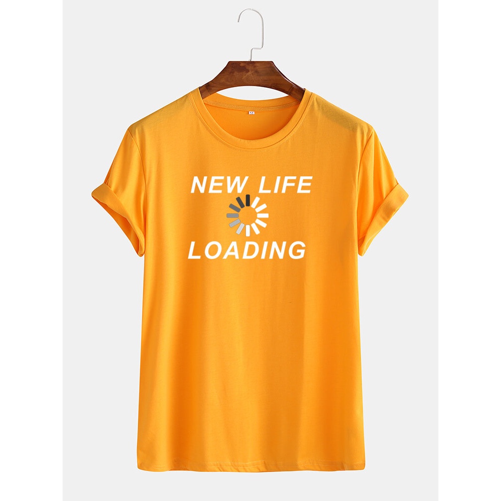 Mens Solid Color Funny Slogan Casual Short Sleeve T-Shirts - Yellow S