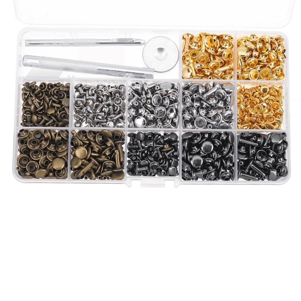 480Pcs Double Cap Rivets Tool Kit Metal Studs Hat Bag Leather Clothes Craft - Image 2