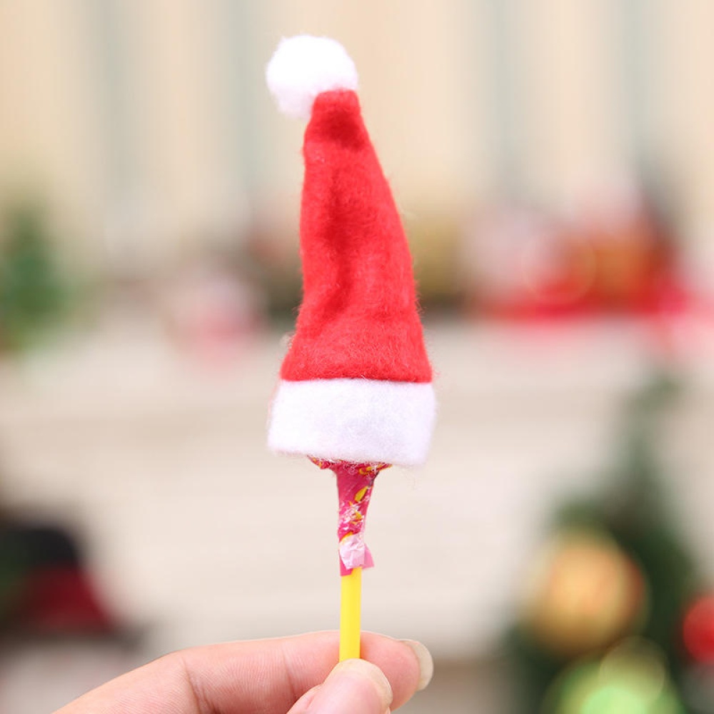 10pcs/Pack Mini  Hat Santa Claus Hat Xmas Lollipop Hat Mini Wedding Gift Creative Caps  Tree Ornament Decor - Image 2