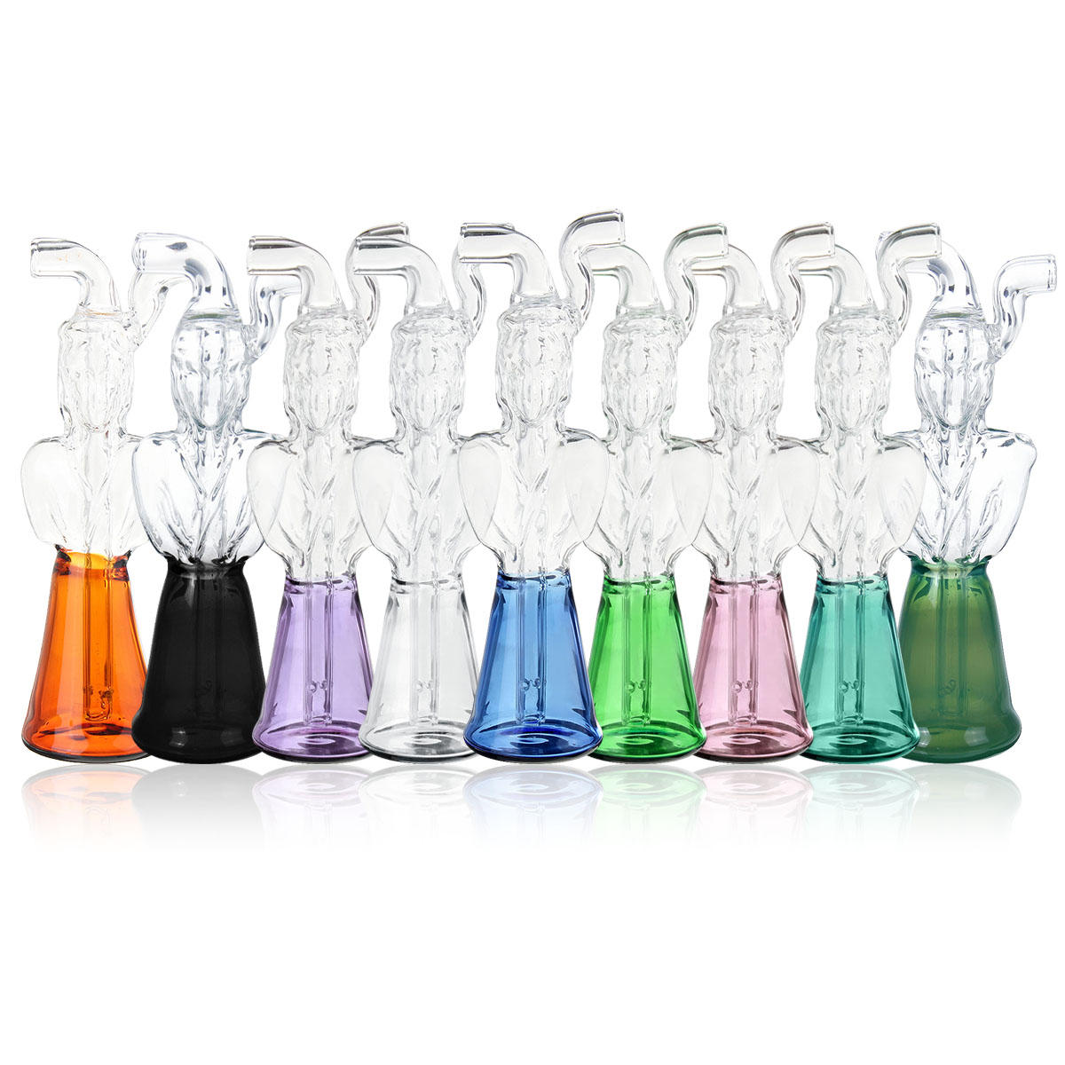 Mini Glass Water Pipe Borosilicate Glass Black/Emerald/Green/Purple/Pink/Clear/Blue/Yellow - Green