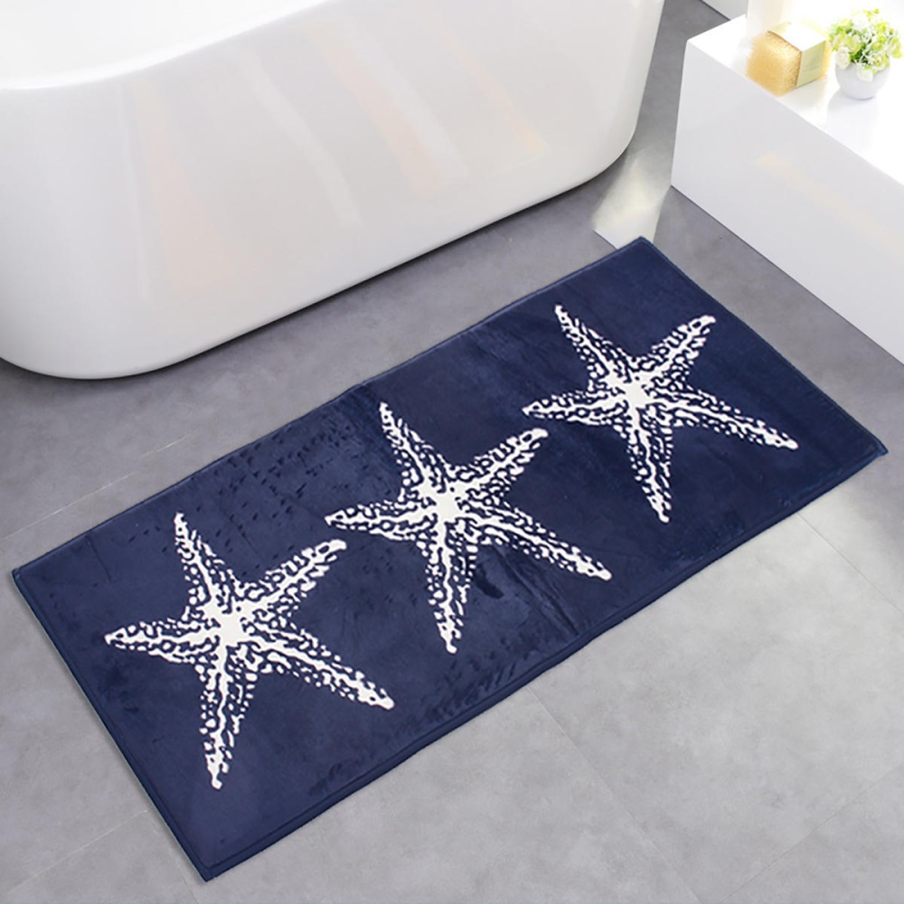 45x115cm Anti-slip Soft Flannel Door Mat Kitchen Floor Rug Bathroom Carpet Blue - Image 2