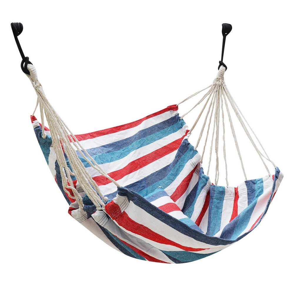 3.9x5.1in Hammock Chair Comfortable Easy Install Hanging Swing Seat with 2 Pillow Outdoor Indoor Camping Travel - White + Blue - Image 2