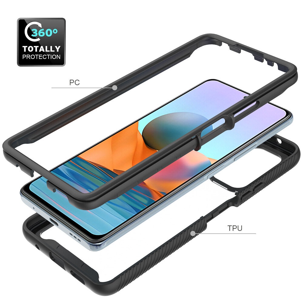 for Xiaomi Redmi Note 10 Pro/ Redmi Note 10 Pro Max Case 2-IN-1 Shockproof Anti-Fingerprint Transparent Acrylic TPU + PC Full Cover Protective Case - Image 2