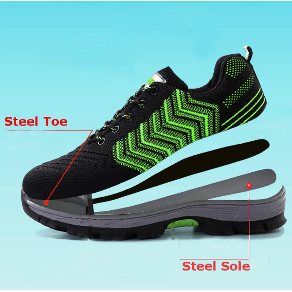 TENGOO Safety Shoes Work Shoes Steel Teo Mens Outdoor Hiking Running Camping Shoes Non-Slip Anti-Smashing - Green 10.5 - Image 2