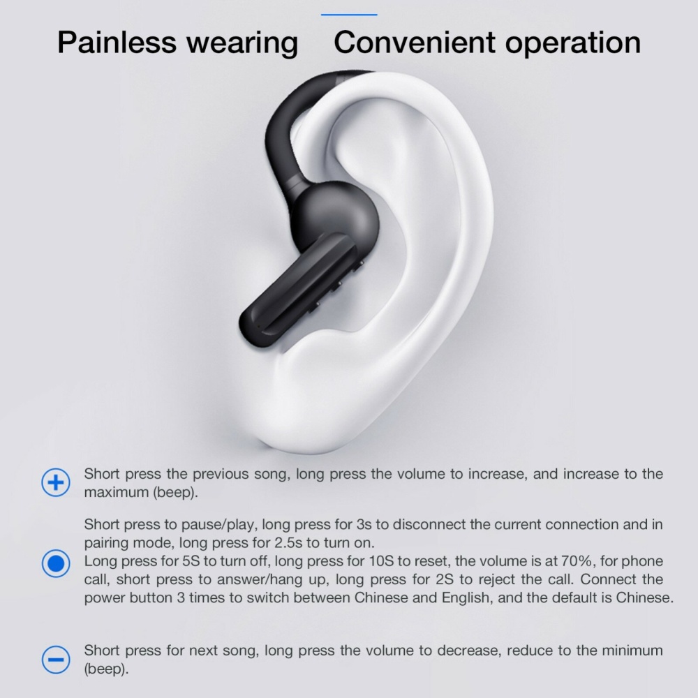 DYY-8 Earhook Wireless bluetooth 5.0 Headphones Bone Conduction Concept Painless Headset Waterproof Hands-free with Mic Single Earphone - Pink - Image 2