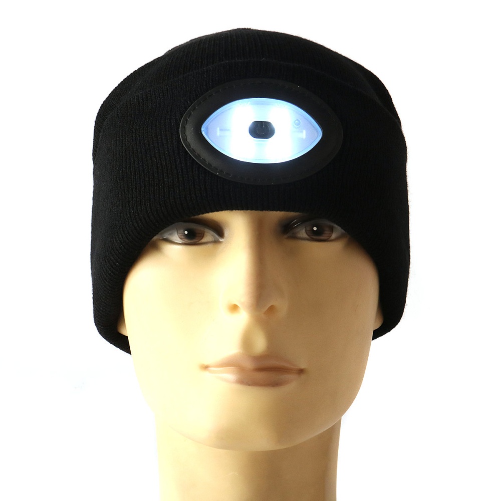 Sports Running 6 LED Beanie Knit Hat Rechargeable Cap Light Camping Climbing Lamp - Red - Image 2