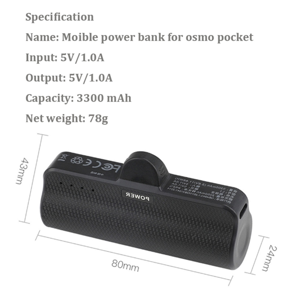 3300 mAh Mobile Power Bank for DJI OSMO PCOKET Type-C Battery Charger Dock Flashlight Osmo Pocket Handheld Gimbal Accessories - Image 2