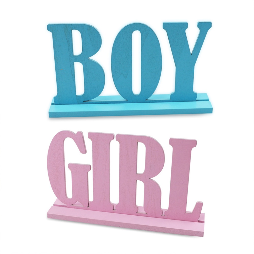 2pcs Gender Letter Table Sign Reveal Decorative Ornaments For Baby 100 Day Birth Anniversary Party Boys and girls ornaments