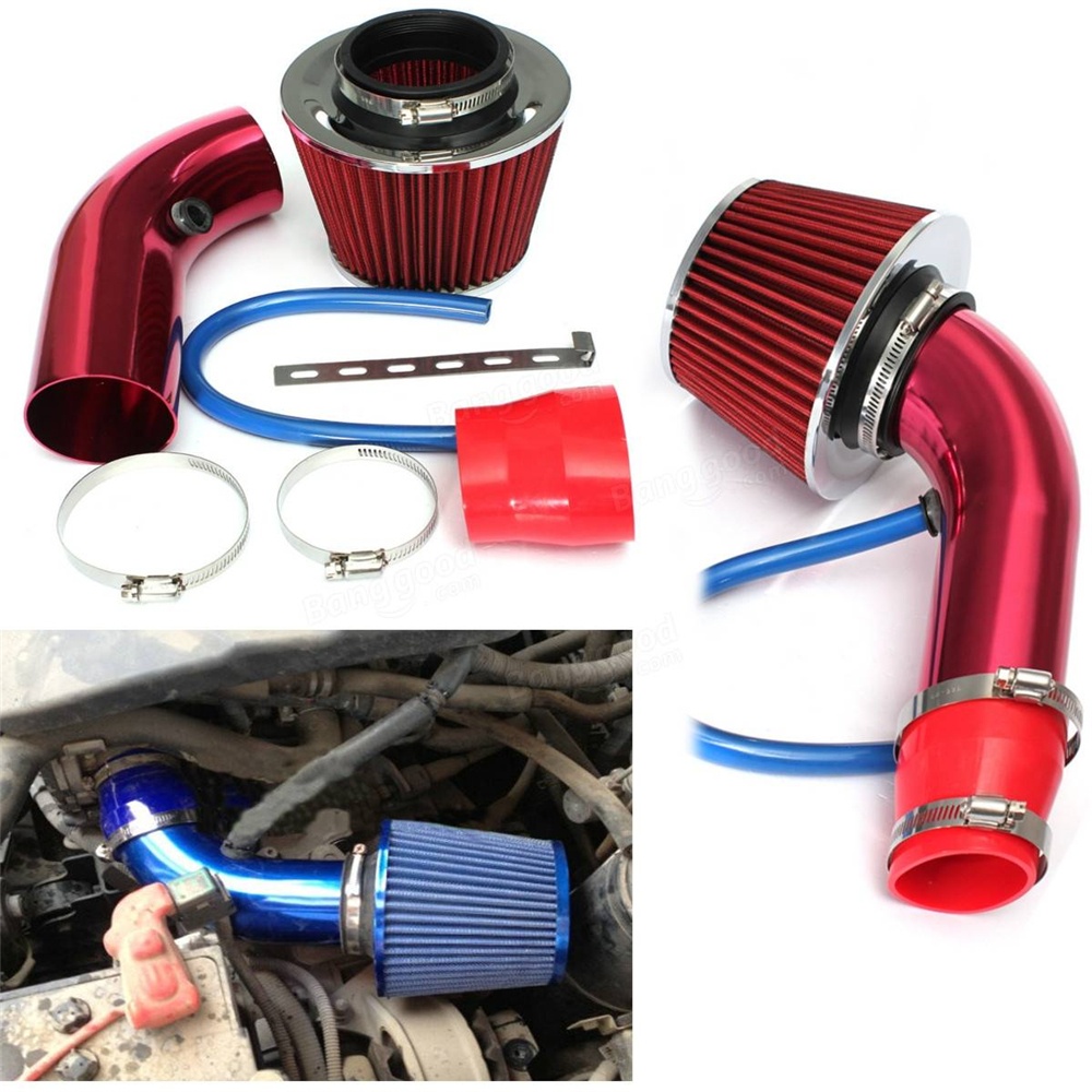 76mm/3inch Universal Car Cold Air Intake Filter Induction Pipe Hose System Kit black - Image 2