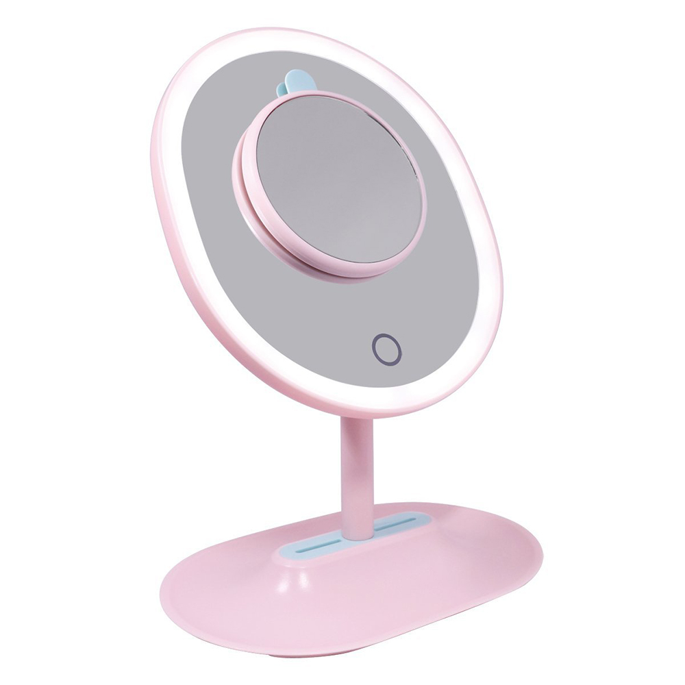 FASCINATE LED Makeup Mirror - Adjustable Lens 5 Times Magnifying Glass, Pink