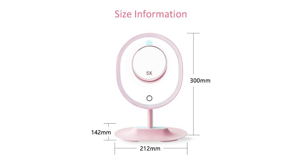 FASCINATE LED Makeup Mirror - Adjustable Lens 5 Times Magnifying Glass, Pink - Image 2