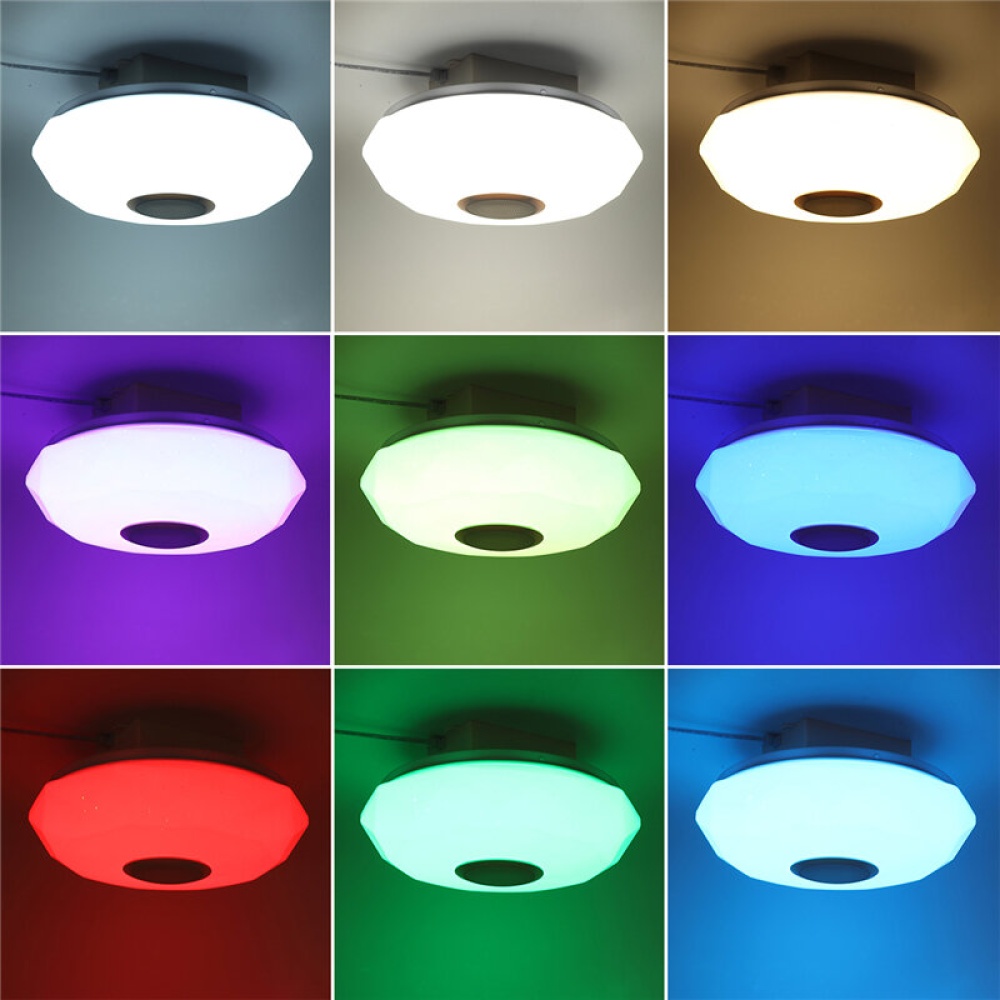 220V LED RGB Ceiling Light 3000-6500K Dimmable Acrylic Music Lamp bluetooth Remote Control - Image 2