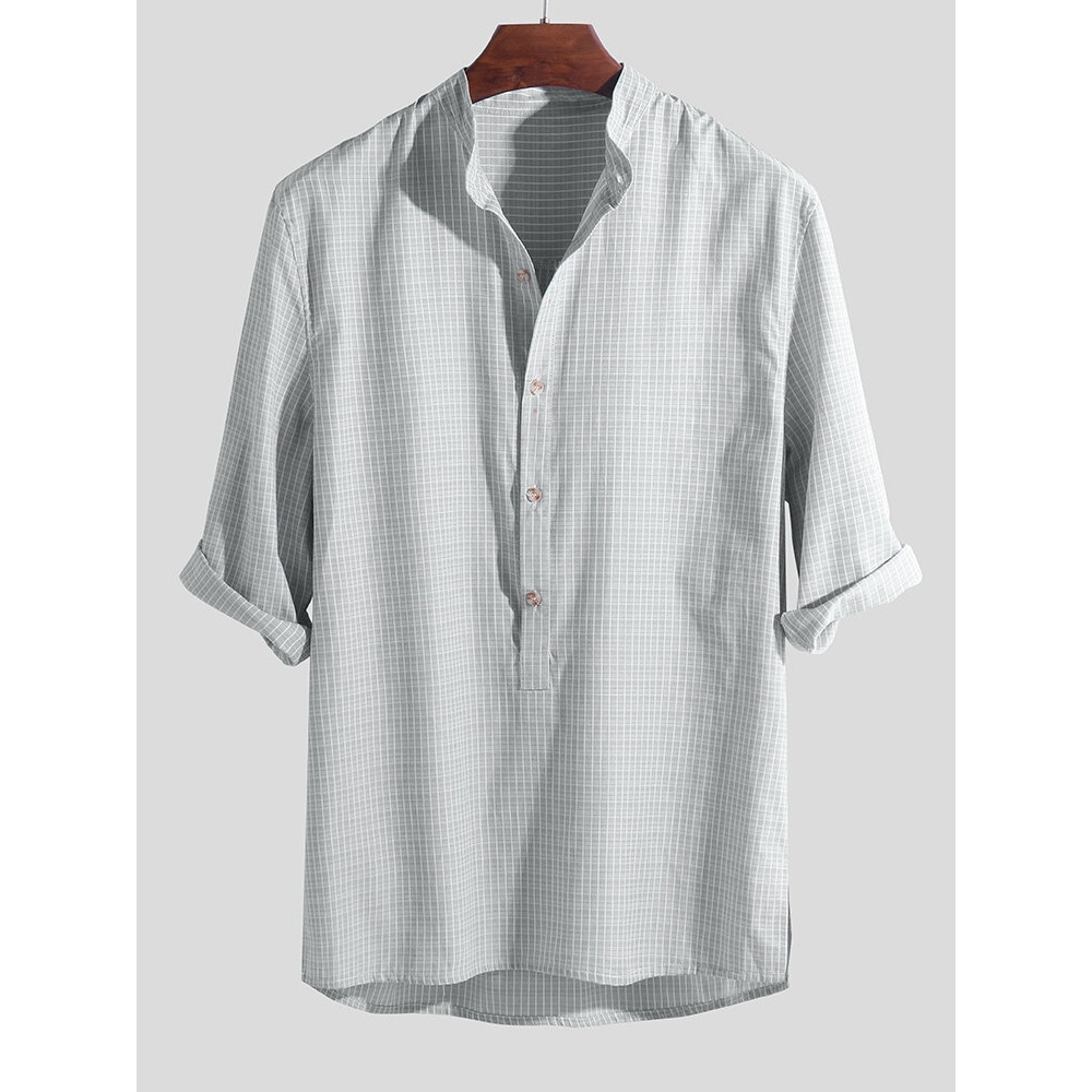 Men Pinstripe Half Open Half Sleeve Shirts - M Red