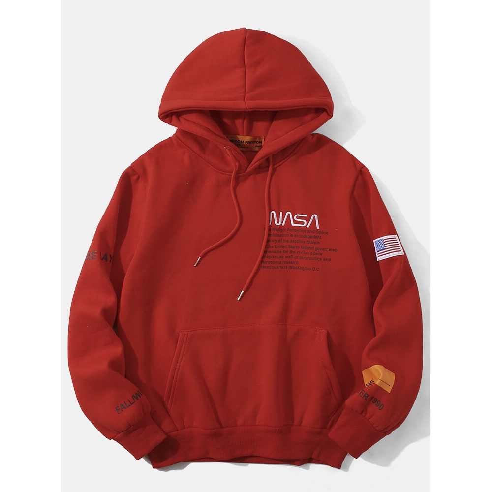 Mens 100% Cotton Embroidered Letter Daisy Pullover Hoodie - S White