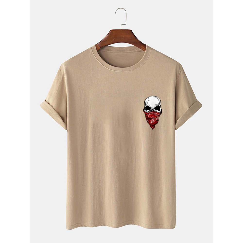 Mens Fashion 100% Cotton Figure Cartoon Casual T-Shirts - Black L