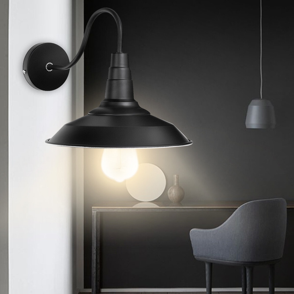 26CM Retro Vintage Wall Light American Rustic Industrial Lamp for Indoor Home Bedroom Hallway AC220V - Black and White - Image 2