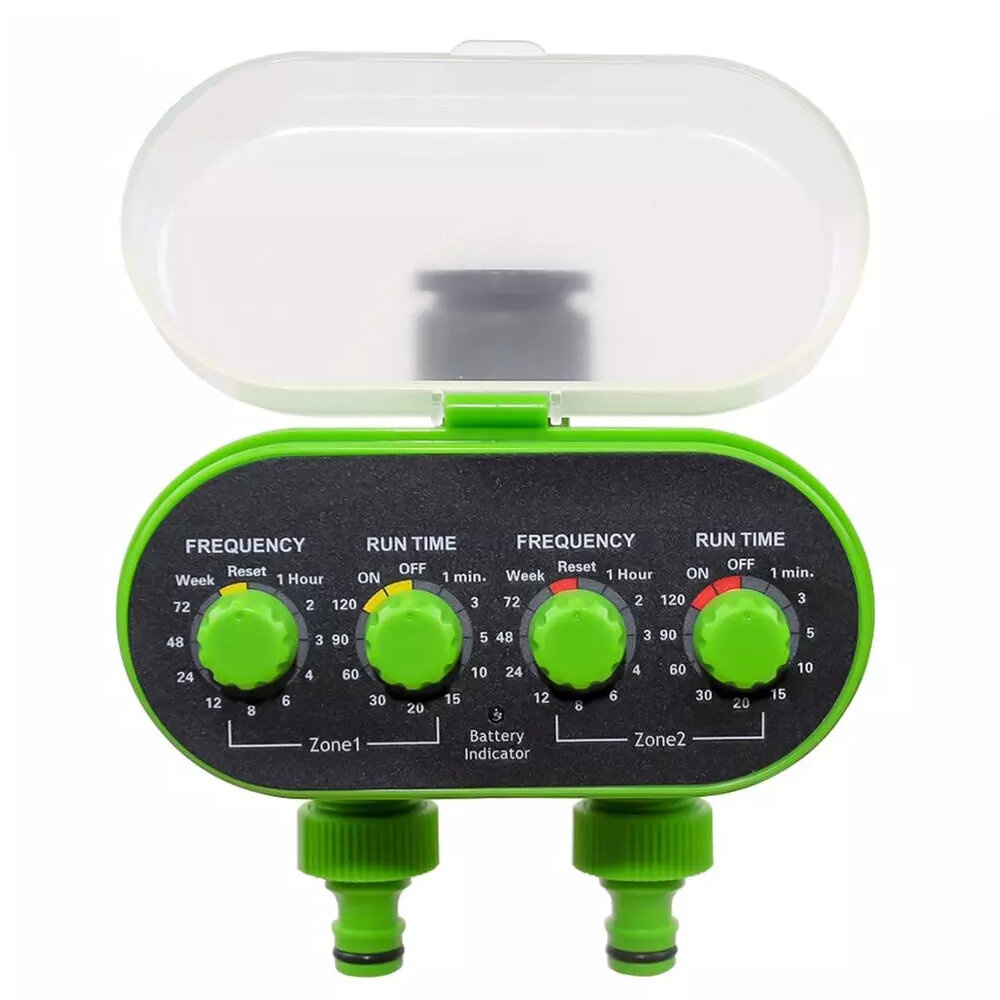 Aqualin Automatic Ball Valve Tap Water Timer Two Outlet Electronic Water-proof Battery Operated Garden Irrigation Controller