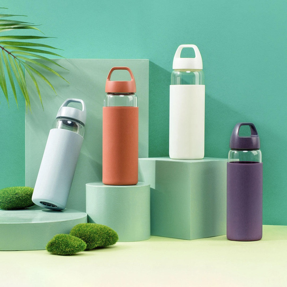 Mufor 480ml Water Bottle Portable High Borosilicate Glass Drinking Cup Outdoor Travel from xiaomi youpin - White