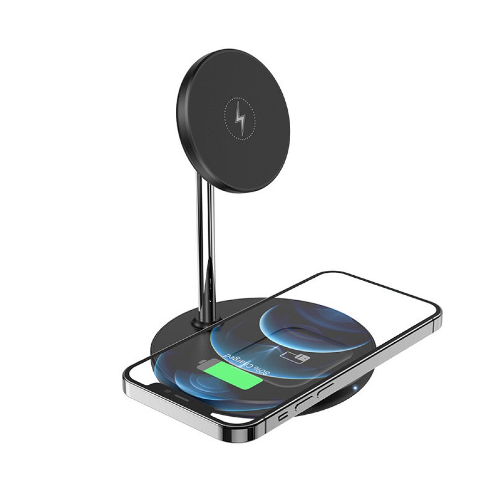 HOCO S23 2-In-1 15W 10W 7.5W 5W Magnetic Wireless Charger Holder Fast Wireless Charging Stand For Qi-enabled Smart Phones for iPhone 12 Mini for iPho - Image 2