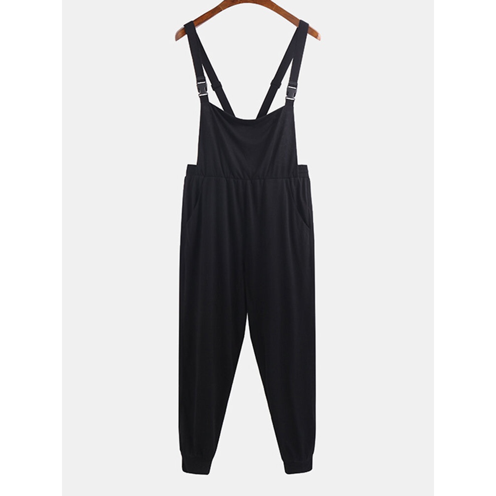 Mens Work Cargo Jumpsuit Slim Fit Overalls Strap Bib Pants test - 3XL Black