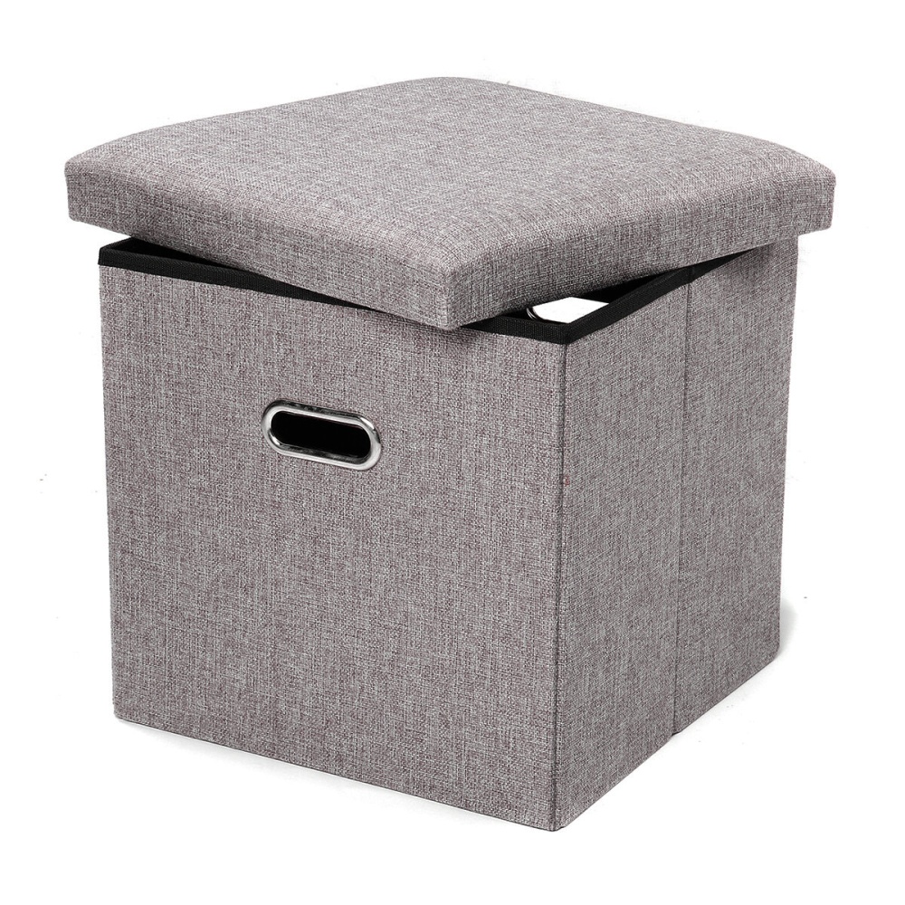 Folding Storage Box Stool Multifunctional Sofa Ottoman Footrest Footstool Square Chair for Home Office - 30*30cm - Image 2