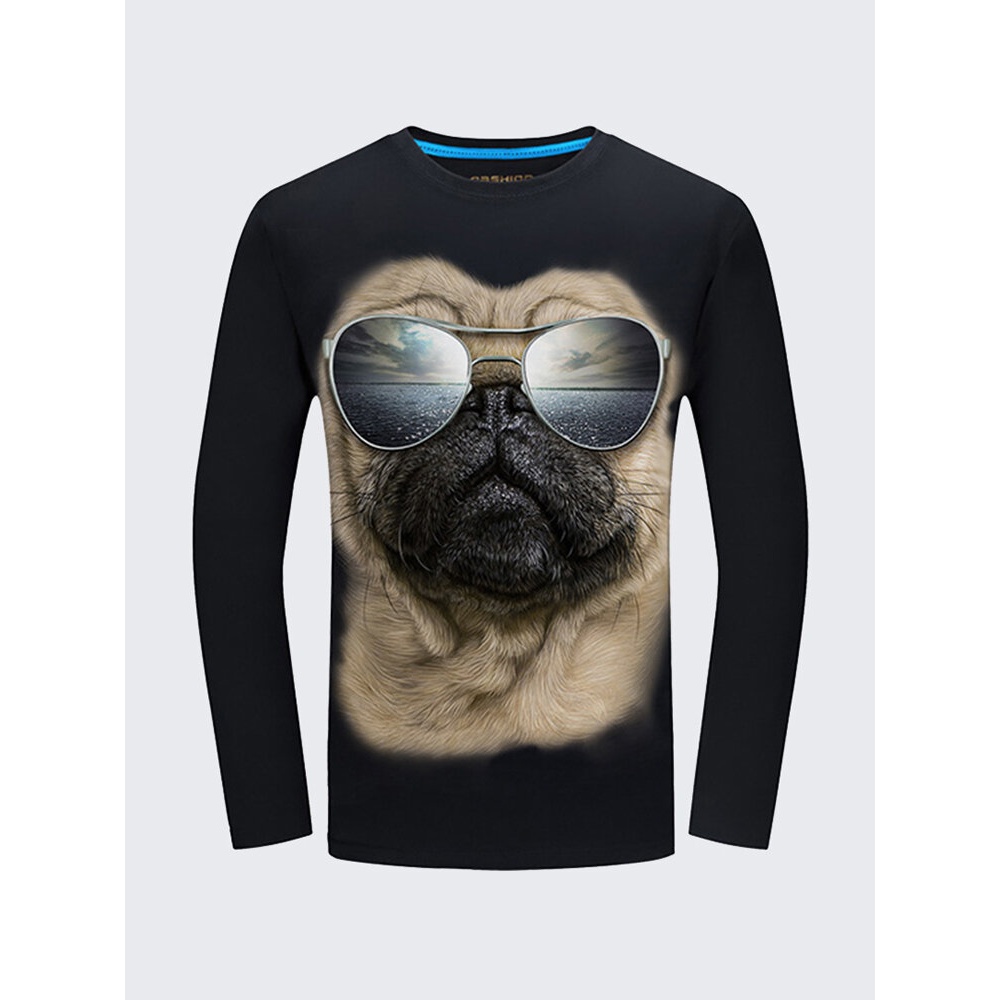 Fun 3D Sharpei Dog Sun Glassess Animal Printing T-shirts - S Black