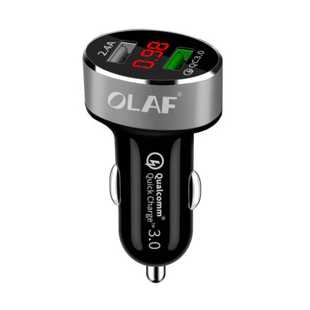 OLAF Car USB Charger Quick Charge 3.0 2.0 Mobile Phone Charger 2 Port USB Fast Car Charger for Samsung Tablet Charger - Gray - Image 2