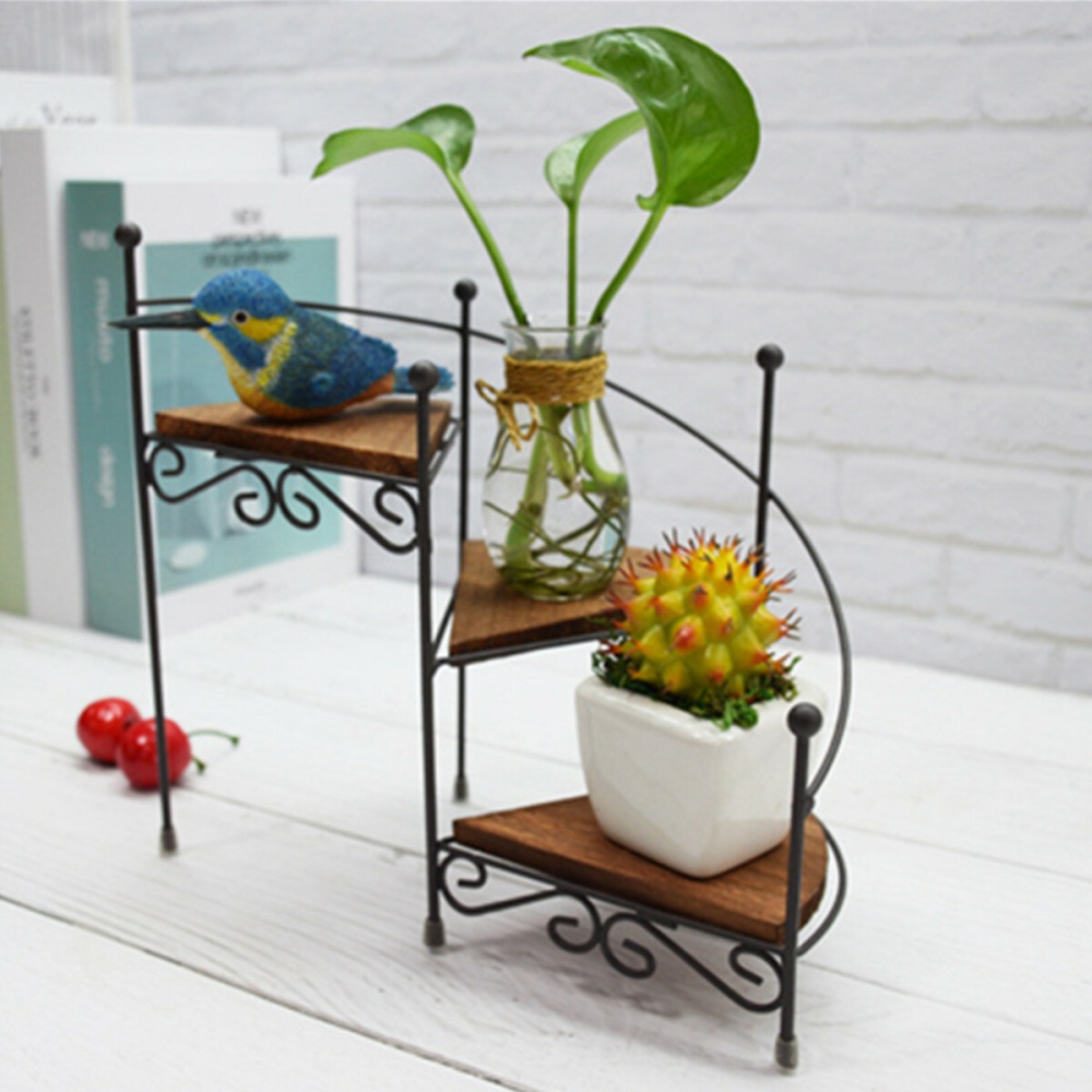 3 Tiers Ladder Plant Stand Flower Shelf Bookshelf Standing Flower Potted Plant Holder Display Outdoor Decorations Stand - White - Image 2