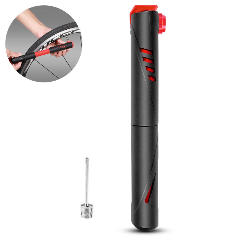 WEST BIKING 120PSI High Pressure Bike Pump AV/FV Common 70g Lightweight Mini Bicycle Tire Inflator Pump for Mountain Bike Sport Ball - Black & Red