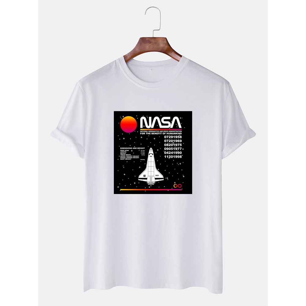 Mens Print Crew Neck Short Sleeve T-Shirts - White 2XL