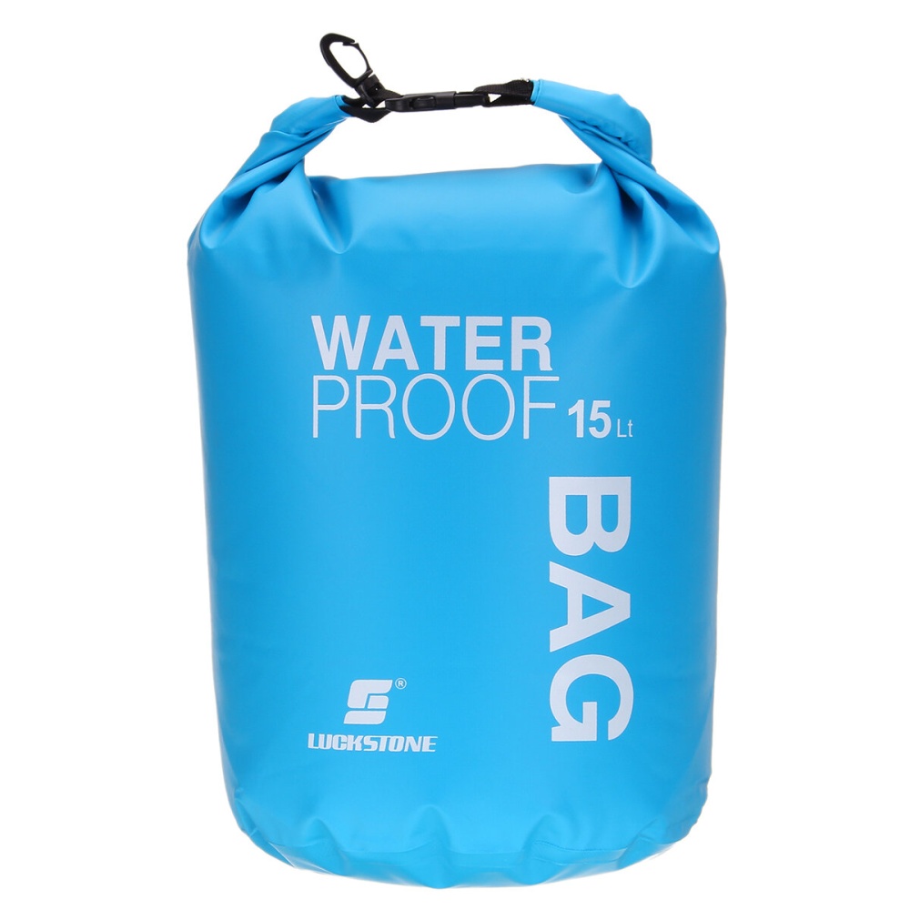 15L Outdoor Swimming Air Inflation Floating Mobile Phone Camera Storage PVC Waterproof Bag - Blue - Image 2