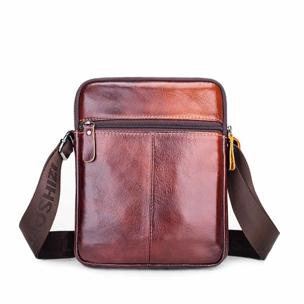Men Leather Bag Messenger Cross Body Portable Travel Shoulder Briefcase Satchel Retro Outdoor Chest Backpack Bag Day Packs - Black