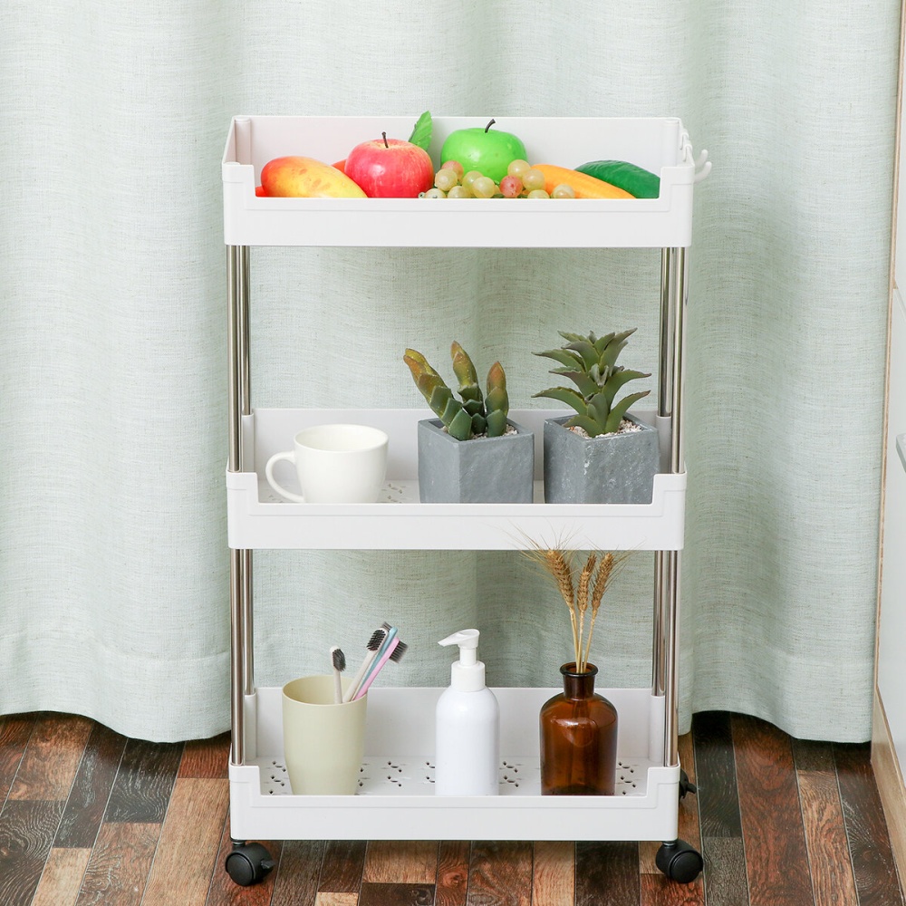 2/3/4/5 Tiers Kitchen Storage Rack Tray Shelf Organizer Rolling Wheel Home Bathroom - 4 Layers - Image 2