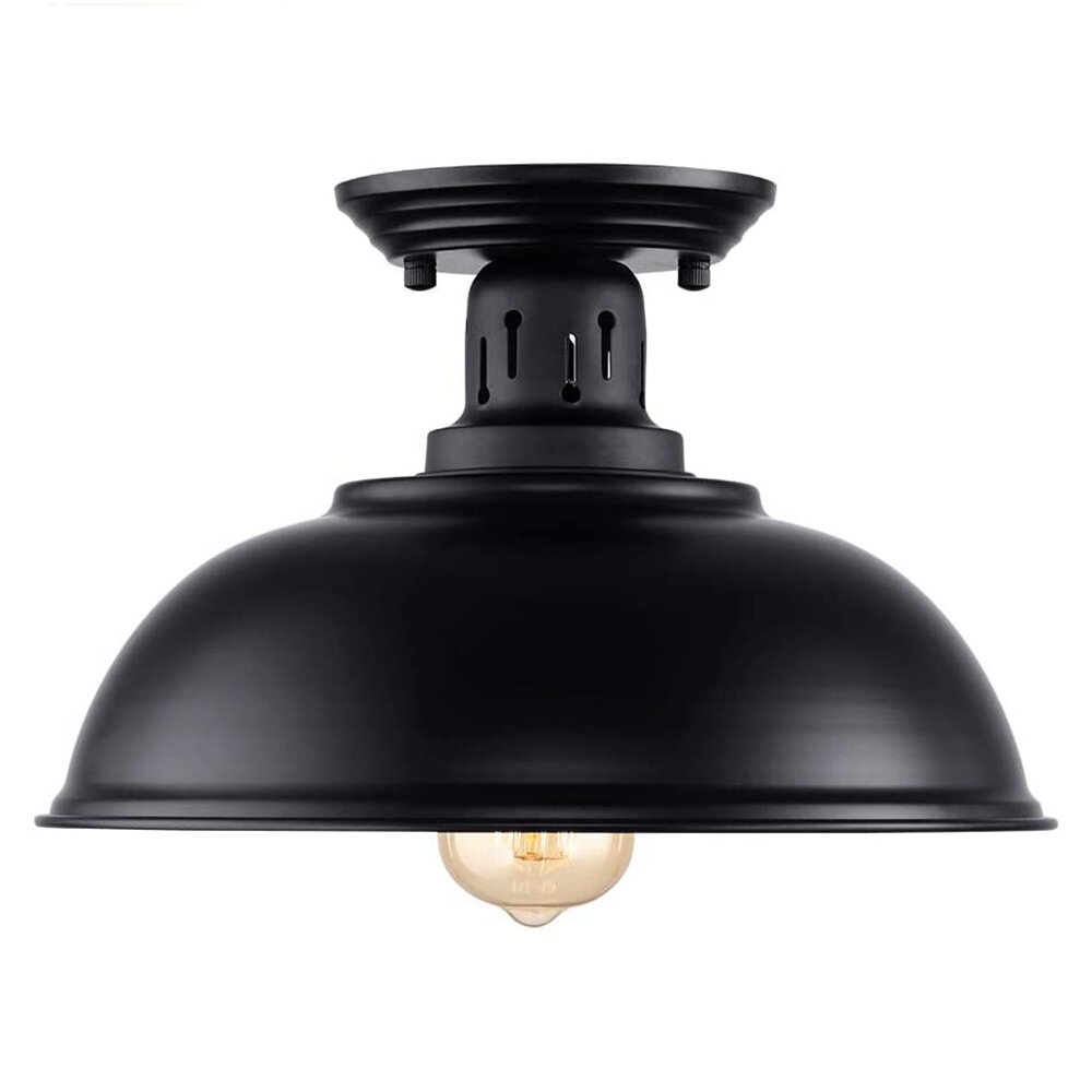 Semi Flush Mount Ceiling Light Fixture Farmhouse Black Close to Ceiling Lighting Industrial Decor Lamp for Kitchen Island Bedroom Living Room Foyer H - Image 2