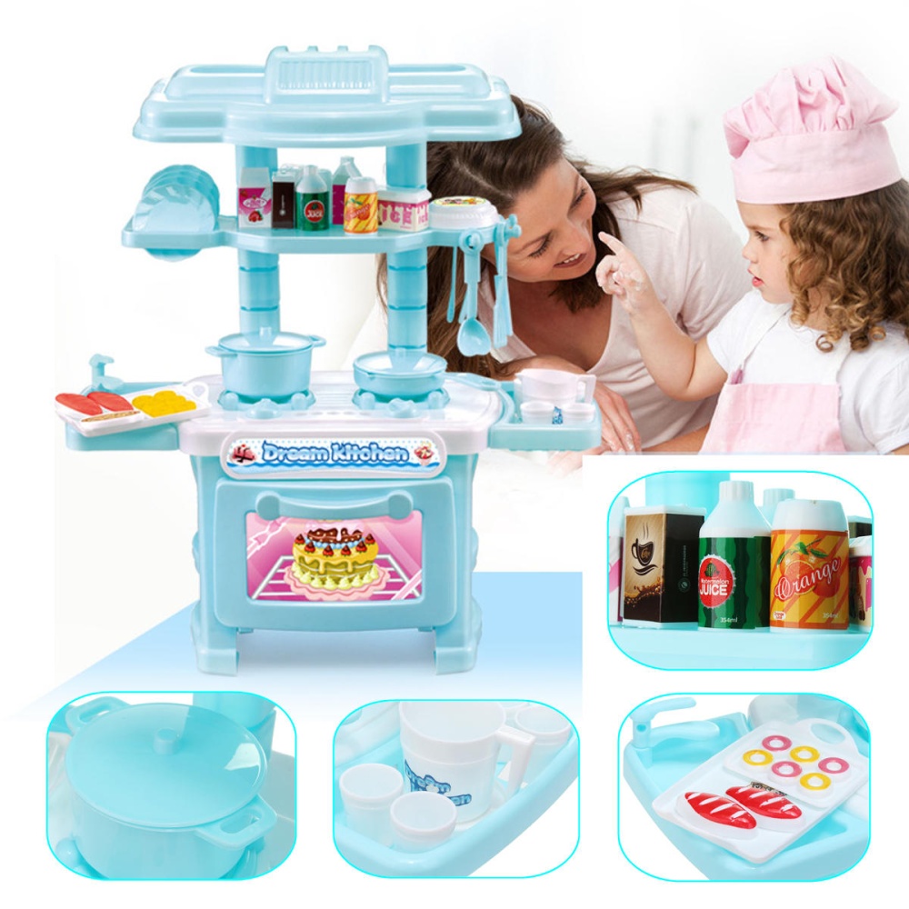 Kids Playing Kitchen Pretend Custom Stove Cabinet Plastic Cooking Role Play Set Toys - Image 2