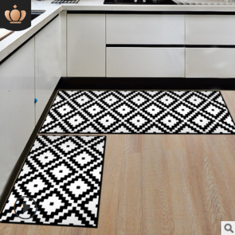 Kitchen Mat Anti-slip Modern Area Rugs Living Room Balcony Bathroom Printed Carpet Doormat Hallway Geometric Bath Mat for Home Decoration - 40*120cm