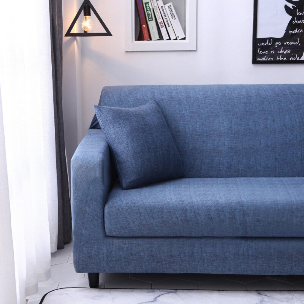 1/2/3 Seaters Sofa Cover Pillow Covers Elastic Chair Seat Protector Stretch Slipcover Home Office Furniture Accessories Decorations Dark Blue - 1 sea - Image 2