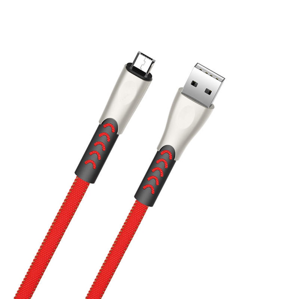 Woven Cloth 1.2M 2.4A Type-C Micro USB Fast Charging Data Cable for Samsung Huawei - Red MICRO USB - Image 2