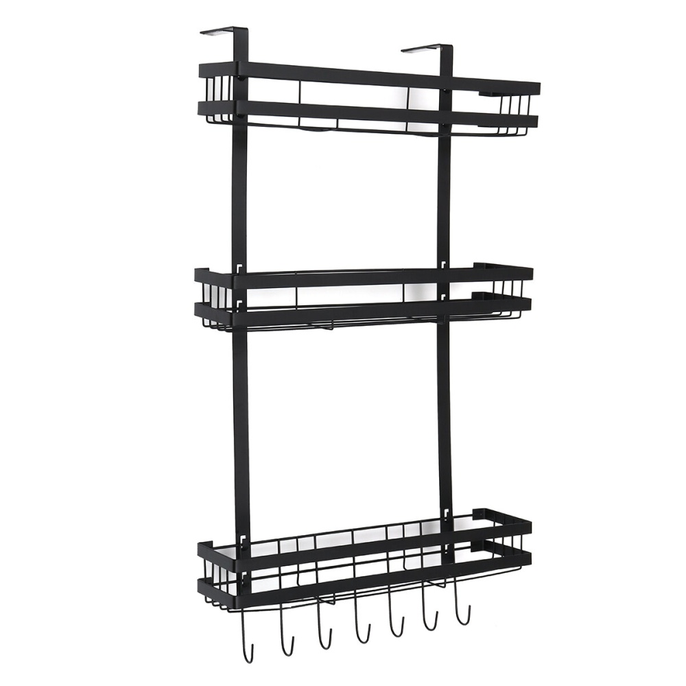 3 Tier Kitchen Refrigerator Storage Rack Fridge Seasoning Organizer Hang Shelf - Silver - Image 2