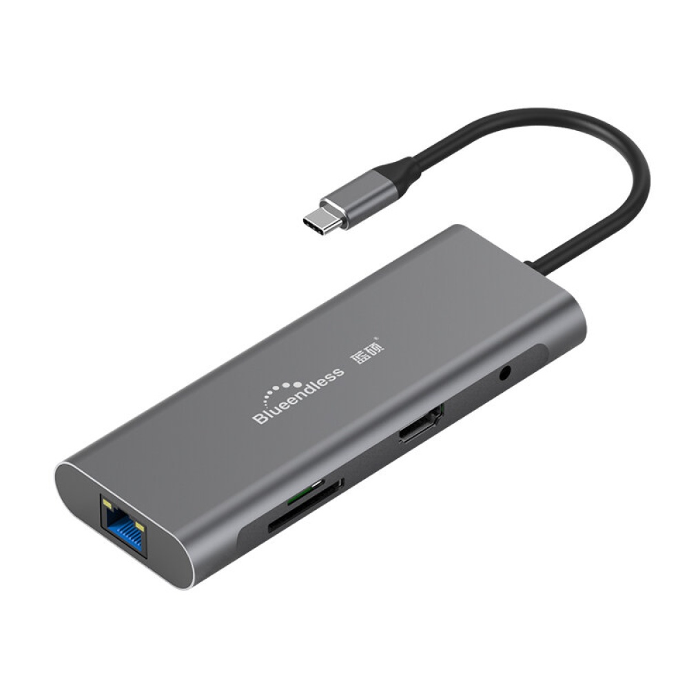 Blueendless 9 In 1 USB-C Hub Docking Station Adapter With 3 * USB 3.0 / 60W Type-C PD / 4K HD Display Video Output / RJ45 Network Port / 3.5mm Audio - Image 2