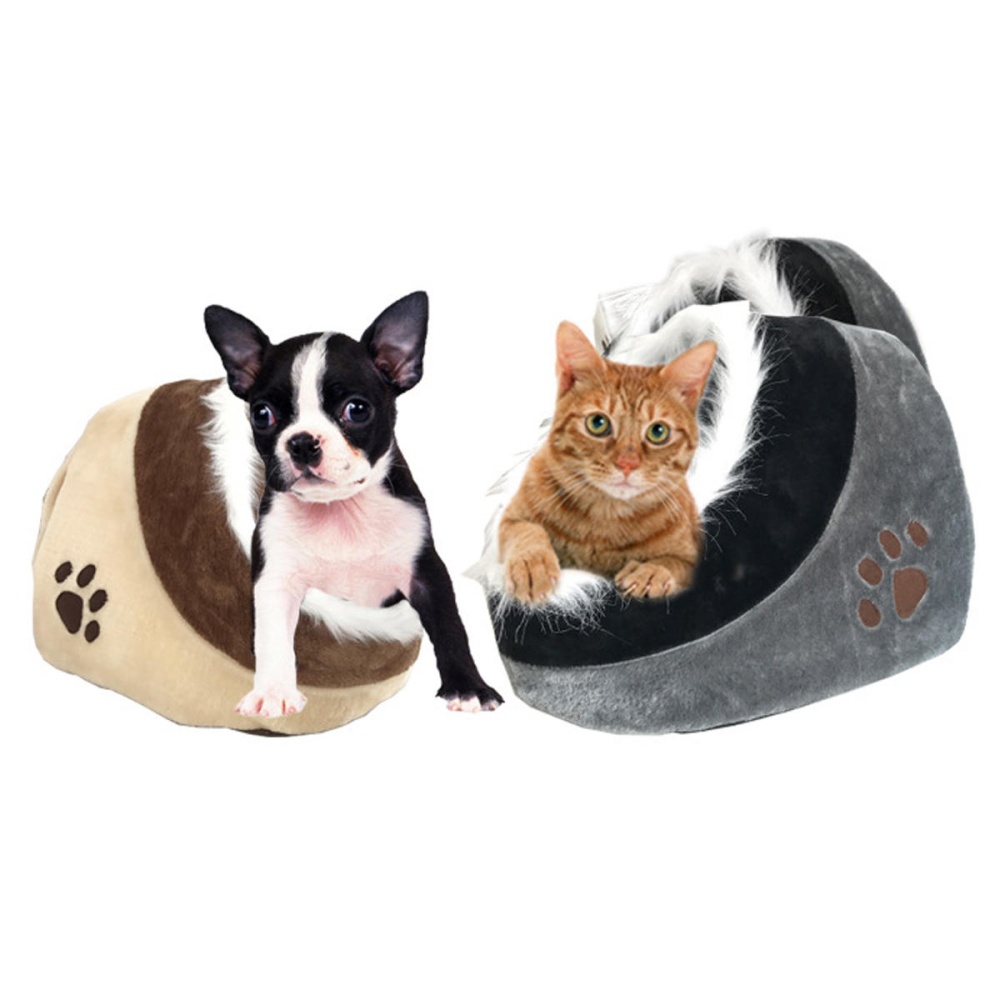 Warm Igloo Sleeping Pet Bed House Cushion Nest For Dog Puppy Cat K itten - Beige - Image 2