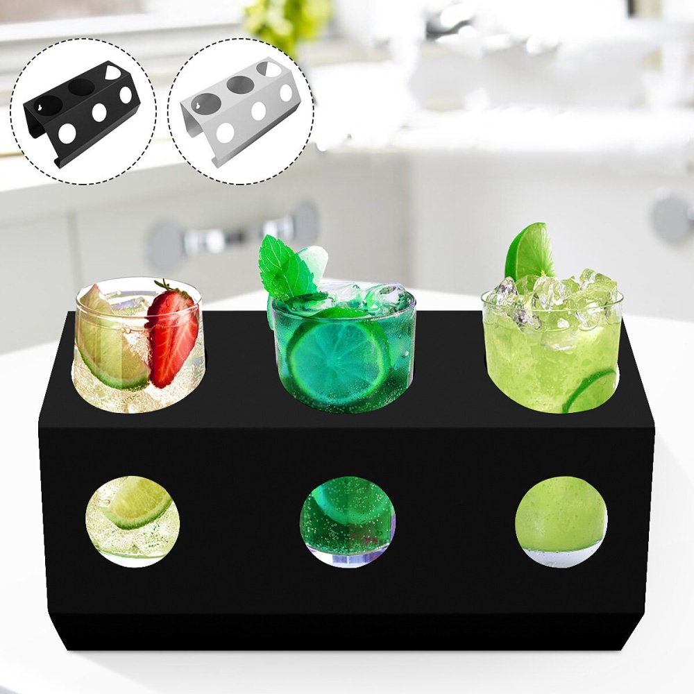 3 Hole Crystal Cup Holder Cup Storage Home Kitchen Glass Cup Bottle Cleaning Dryer Drainer Storage Drying Rack - Black - Image 2