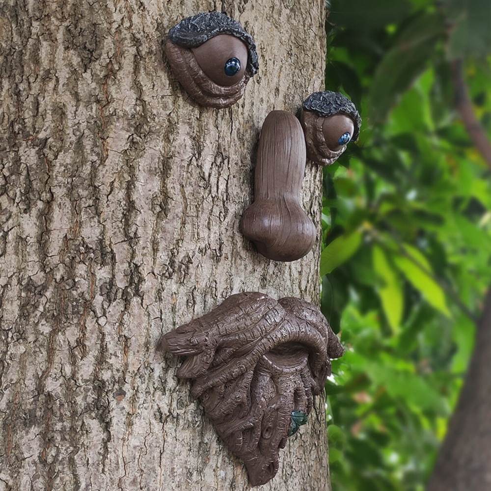 Outdoor Tree Old Man Art Sculpture Tree Sculpture Home Gardening Tree Face for Garden Decoration - Image 2