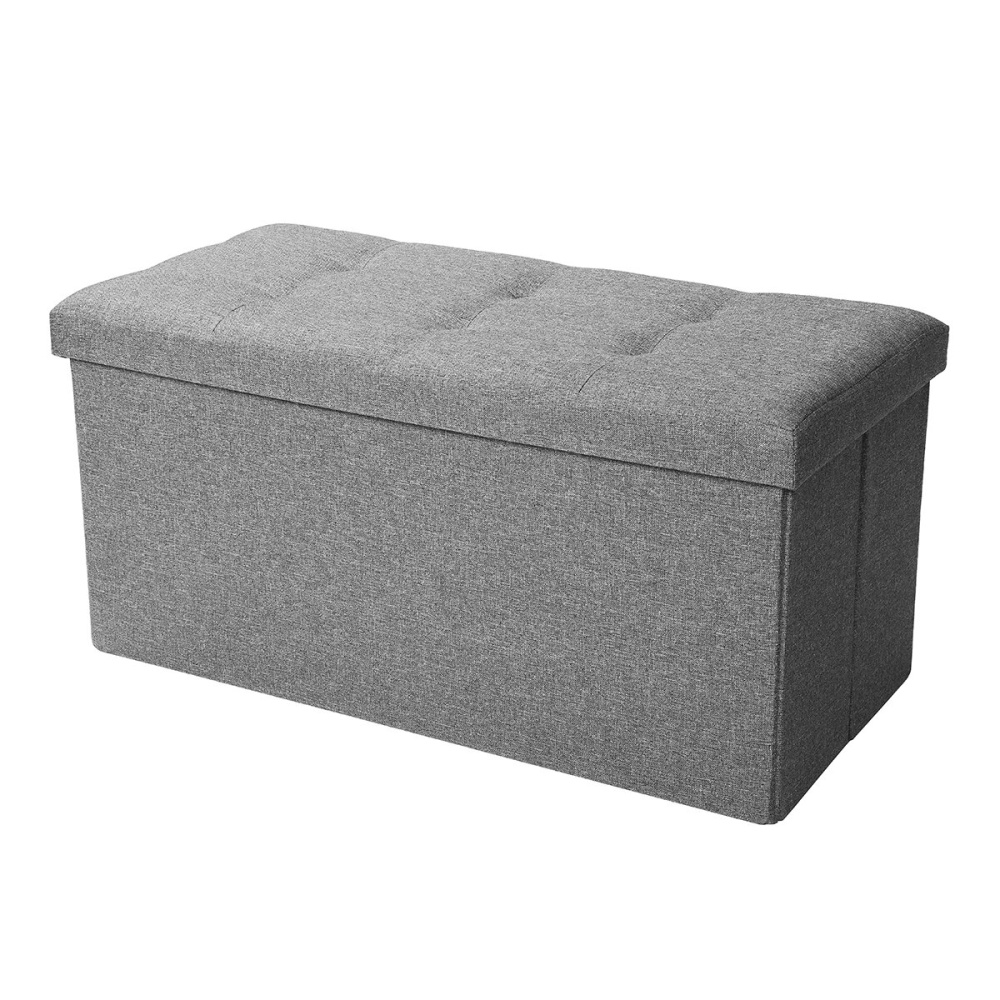 Sofa Chair Storage Box 2-in-1 Stool Multifunctional Folding Sofa Ottoman Footrest Footstool Square Chair for Home Office - Grey M - Image 2