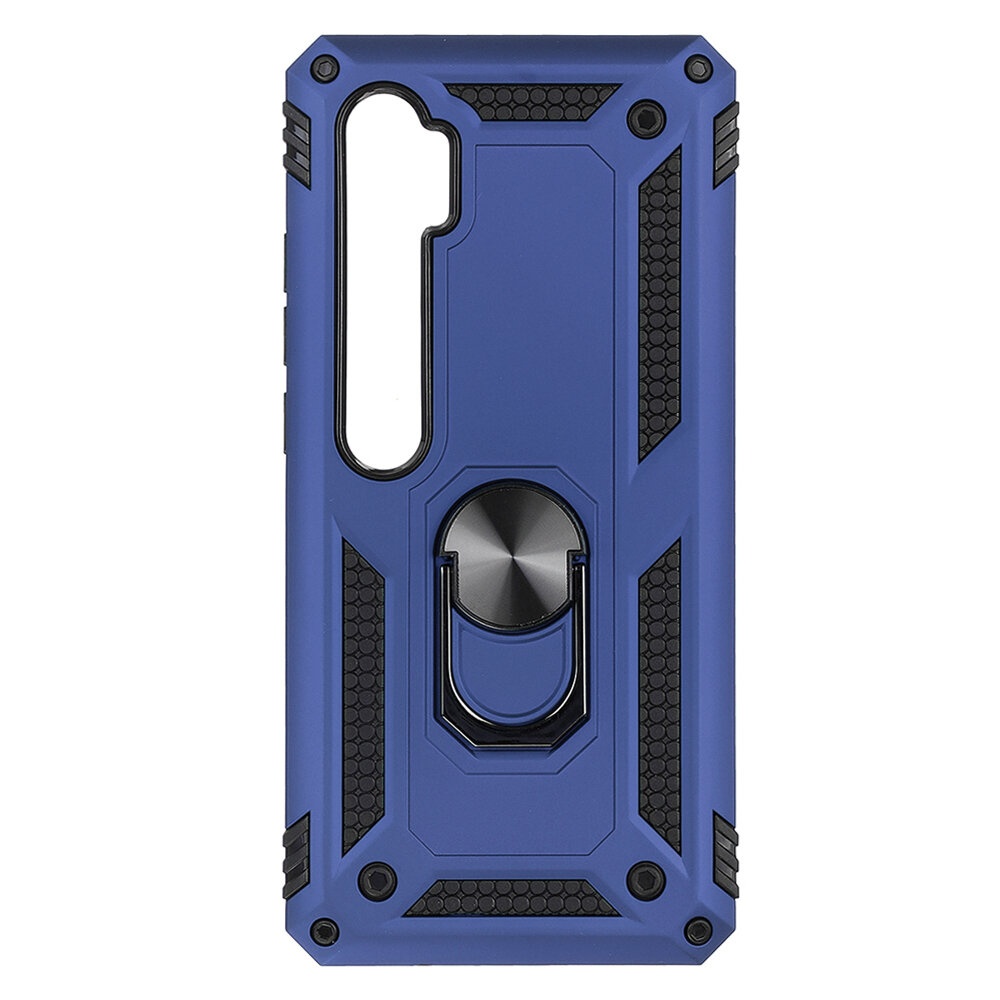 for Xiaomi Mi Note 10 Lite Case Armor Magnetic Shockproof with Finger Ring Holder Stand PC Protective Case Non-original - Black - Image 2