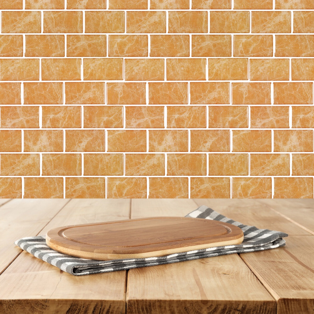 3D Tile Brick Stone Wall Sticker Self Adhesive Waterproof Foam Panel Stickers - Gold - Image 2