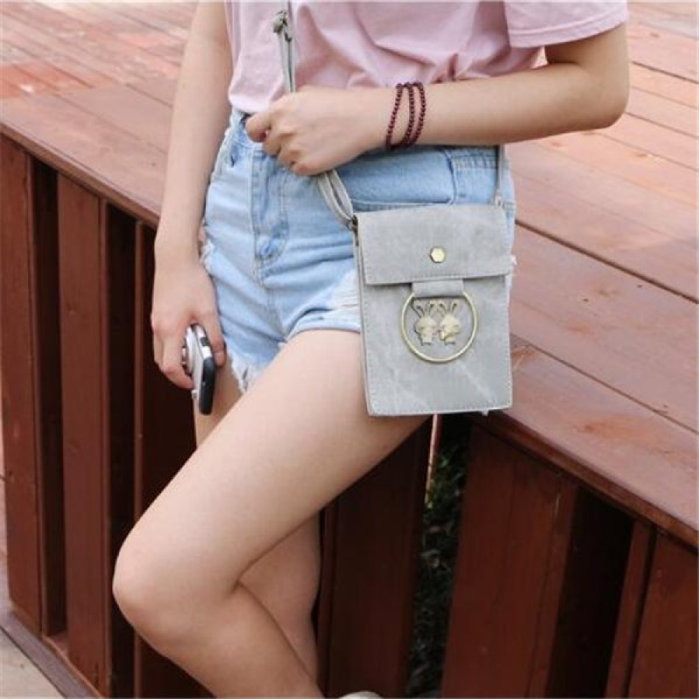 Universal Multi-layer Denim Copper Ring Rabbit Messenger Bag Phone Wallet for Phone Under 5.7-inch - Black - Image 2