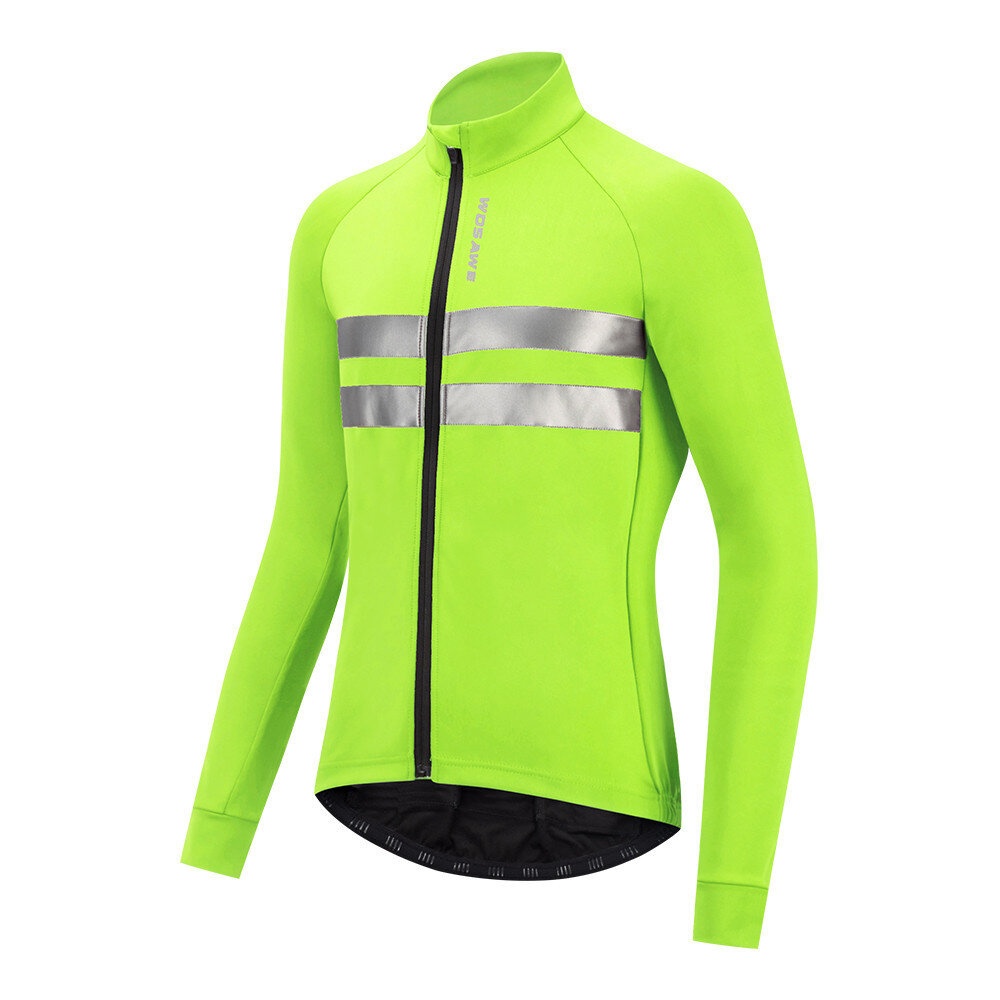 WOSAWE Winter Thermal Warm Fleece Men's Cycling Jacket Safety Reflective MTB Road Bicycle Windproof Bike Clothing - XL Black - Image 2