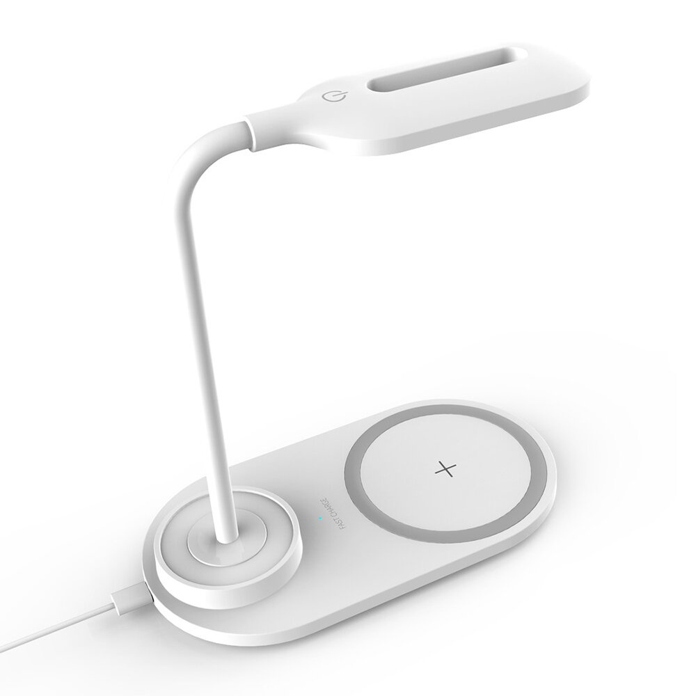 Quick Wireless Charging LED Table Desk Lamp Portable Eye Protect 360 Degree Flexible Touch Control Night Light - White - Image 2