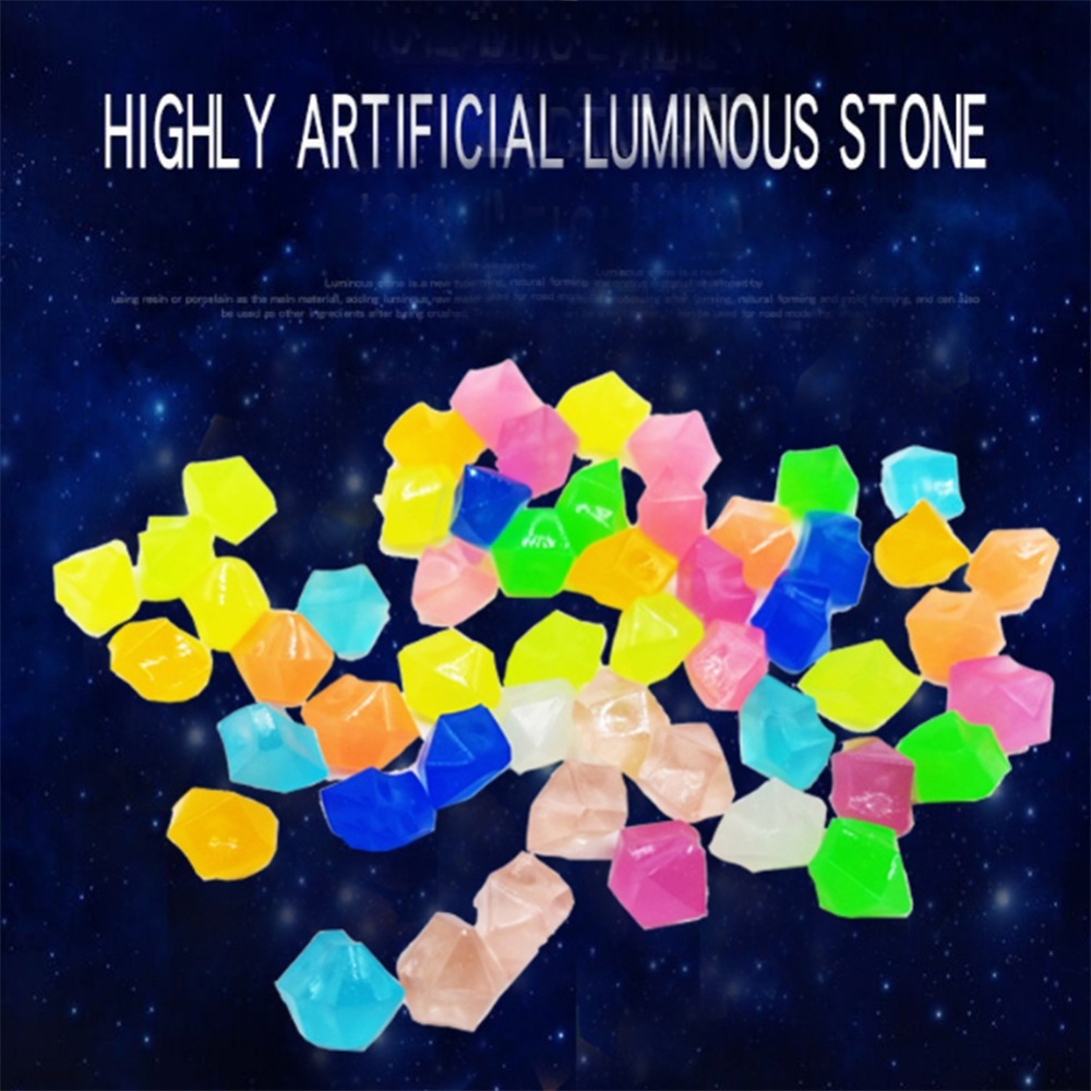 300pcs 14mm Luminous Gravel Garden Decoration Stone Color mixing